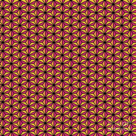geometric japanese asanoha star pattern  warm fire tones