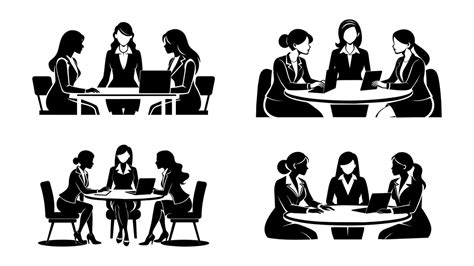 Set of Silhouette business meeting illustration 44310751 Vector Art at ...