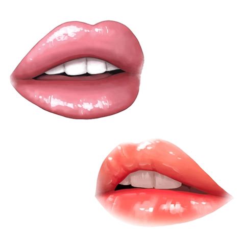 Premium Vector Realistic Moist Sparkling Lips Painted Image And