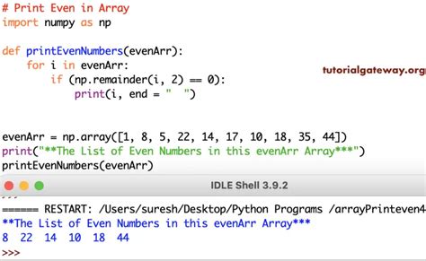 Python Program To Print Even Numbers In An Array