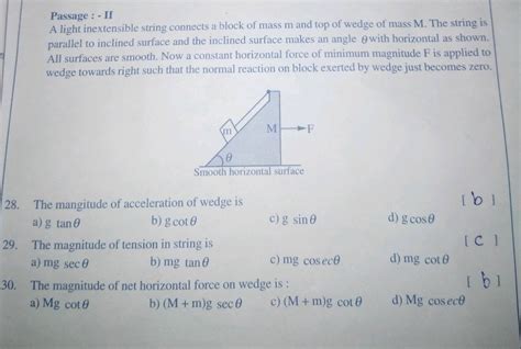 A Block Of Mass M Is Placed On A Smooth Inclined Plane Of Inclination