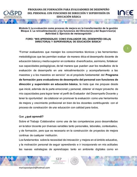 Mis aprendizajes como evaluador del desempeño mepp PDF Descarga