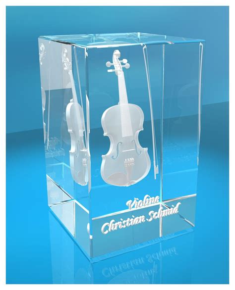 3D Glasquader Violine mit Wunschnamen Geschenk für Violinist