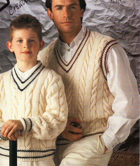 Mens Cricket Sweater And Slipover Knitting Pattern Pdf Mens Cable