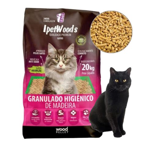 Granulado Higi Nico De Madeira Para Gatos Ipet Woods Kg Areia Para