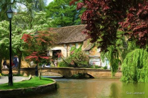 Idyllic Village Scene As Pseudo Oil Painting By Sue Leonard Redbubble