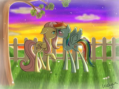 900958 Safe Artist Izelyca Fluttershy Rainbow Dash G4 Female Lesbian Ship Flutterdash