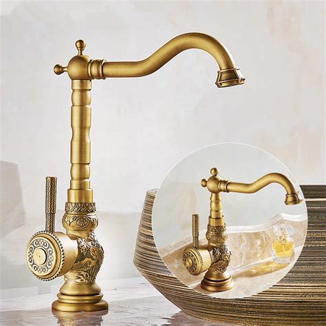 High Quality Bathroom Accessories Bronze Finish Basin Faucet Hot Cold Mixer Tap Classic Antique