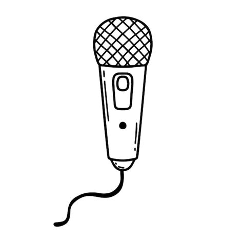 Premium Vector Microphone Microphone In Doodle Style Vector Illustration