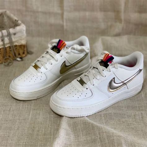 NIKE AIR FORCE 1 GS 全白雙鉤 獎盃 金銀牌 AF1 休閒鞋DH9595 001 Sc shop