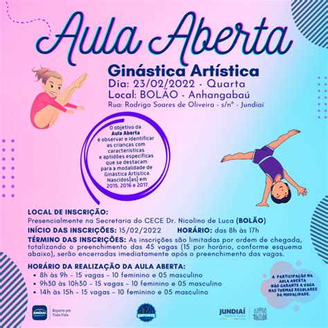 Aula Aberta de Ginástica Artística será dia 23 no Bolão Notícias