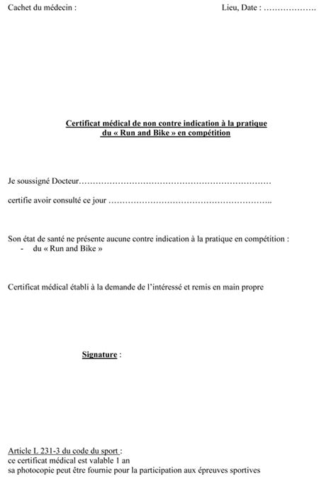 Exemple De Certificat Medical Pour Le Sport Hot Sex Picture