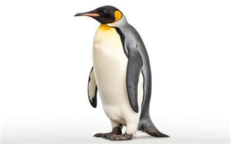 Majestic Emperor Penguin Proudly Stands Tall On Icy Terrain Isolated On