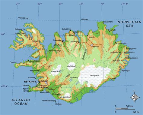 Mapa De Elevación Grande De Islandia Con Carreteras Islandia Europa