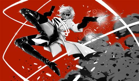 K Atomic Blonde Pistols Charlize Theron Jump Firing Fan ART HD Wallpaper Rare