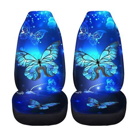 Xoenoiee Blue Butterfly Print Auto Seat Covers For Front Seats Car