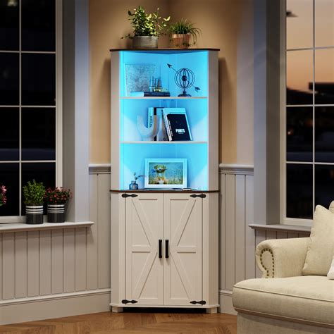 Amazon Yitahome Tall Corner Cabinet With Led Lights Farmhouse