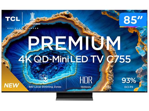 4k Resolution Led Tv - Smart TV 85" 4K UHD QLED Mini LED TCL 85C755 120Hz Wi-Fi Bluetooth 4 ...