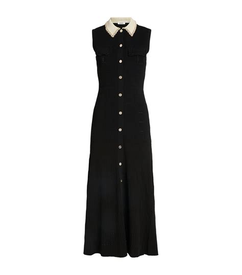 Womens Sandro Black Contrast Collar Midi Dress Harrods Uk