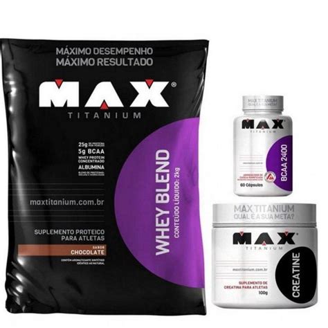 Kit Whey Blend Kg Refil Bcaa Creatina G Max Titanium