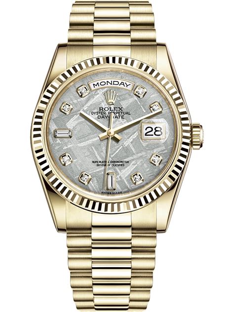 118238-0119 Rolex Day-Date Diamond Meteorite Dial President Watch