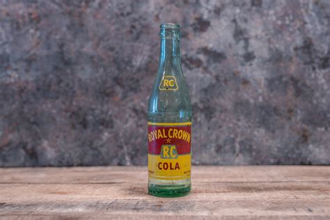 Vintage Royal Crown Rc Cola Oz Bottle Acl Glass Bottle Red Yellow Soda Pop