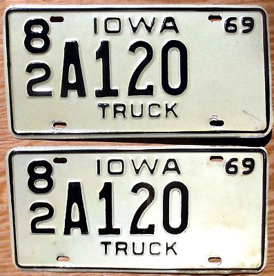 1969 Iowa License Plate Number Tag PAIR Plates Truck EBay