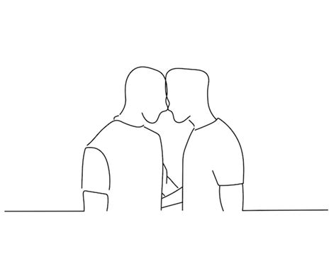Esboço de casal gay ou ilustração de arte de linha contínua Vetor Premium