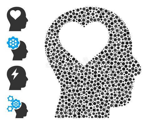 Dotted Lover Head Collage Of Round Dots With Similar Icons Stock Vector