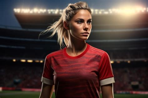 Premium AI Image Blonde Female Soccer Player In Stadium