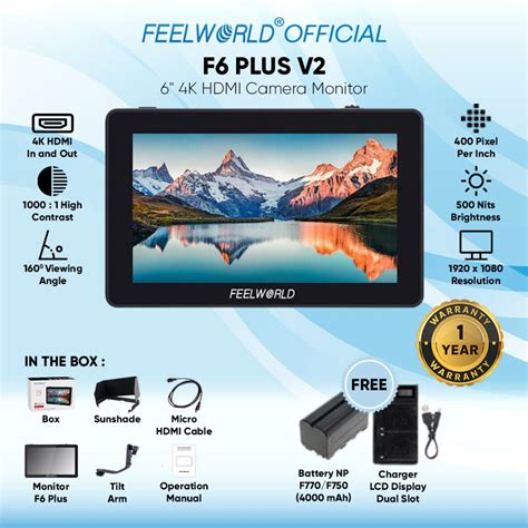 Jual Feelworld F Plus V Inch On Camera Dslr Field Monitor Shopee