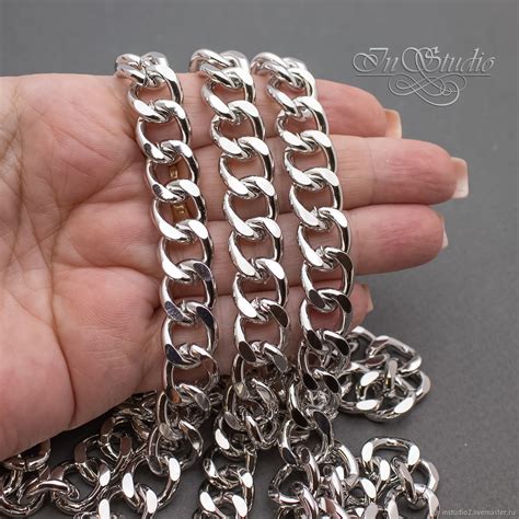 Цепь 15х12 мм цена крупная панцирная родий за 50 см купить в интернет ...