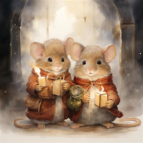 Premium Ai Image There Are Two Mice That Are Holding Ts In Their