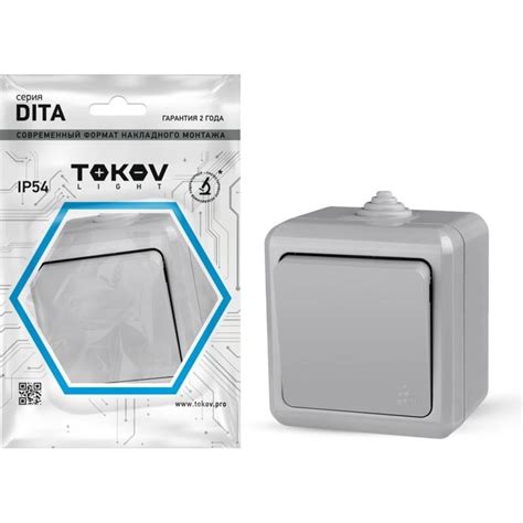 Выключатель TOKOV ELECTRIC 1-кл. оп dita ip54 10а 250в сер. TKL-DT-V1 ...