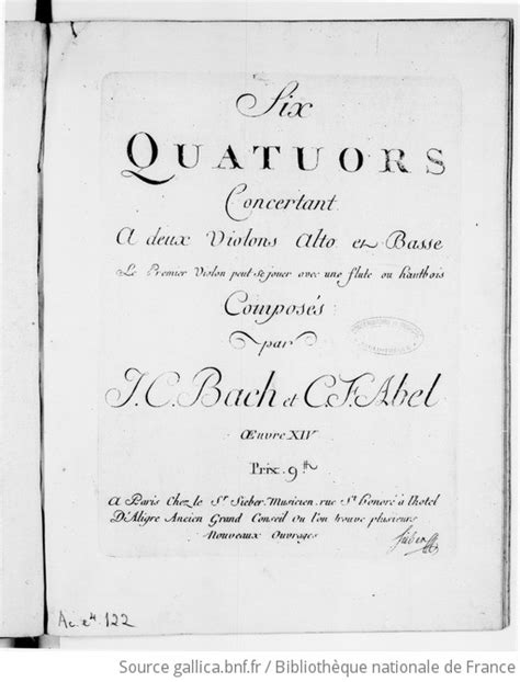 Six Quatuors concertant à deux violons alto et basse Le premier