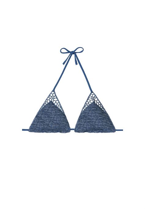 Tezenis Triangel Shiny Bikini Top Blau V Silver Blue Blau Zalando Ch