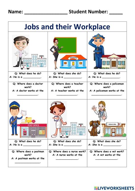 Jobs And Their Workplace Worksheet Vocabulary Games For Kids English
