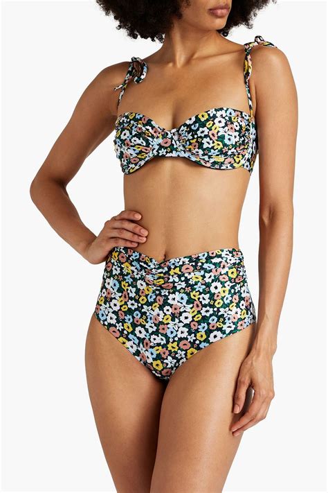 AGUA BY AGUA BENDITA Cuba La Fania Marino Floral Print Bikini Top THE OUTNET