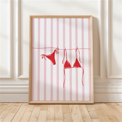 SEPT Bikini Print Pink Beachy Wall Art Coastal Aesthetic Poster Summer Digital Print Bikini