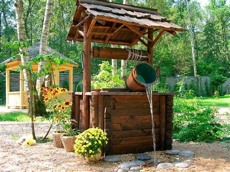 Старый колодец в саду - 54 фото