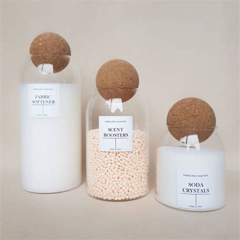 Set Of 3 Glass Jars With Cork Ball Lid Personalised Pantry Etsy