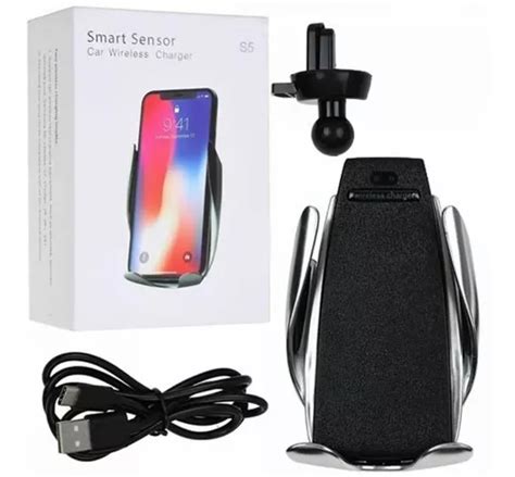 Suporte E Carregador Sem Fio Qi Automatico Celular Veicular