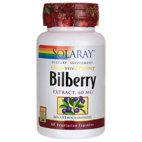 Solaray Bilberry Berry Extract 60 Mg Powerful Antioxidant Healthy