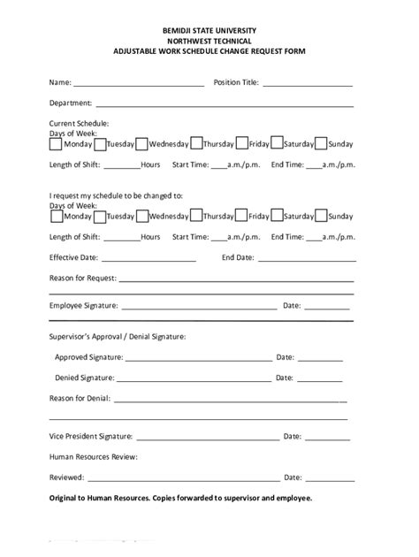 work schedule change request form template fill  sign  dochub