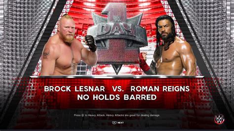 Brock Lesnar Vs Roman Reigns Wwe 2k23 Ps5 No Holds Barred Match Youtube