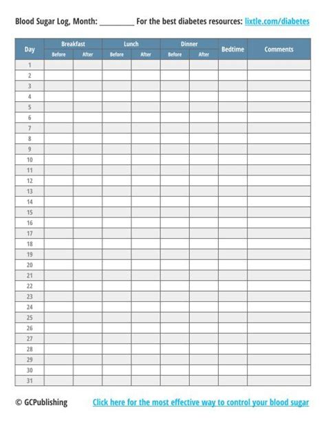 Large Print Free Printable Blood Sugar Log Sheet Printable Templates