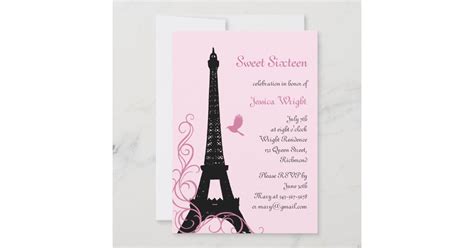 Parisian Birthday Invitation Pink Zazzle