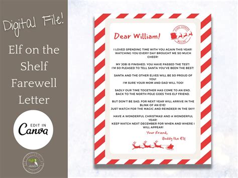 Elf On The Shelf Goodbye Letter Personalize On Canva Customizable