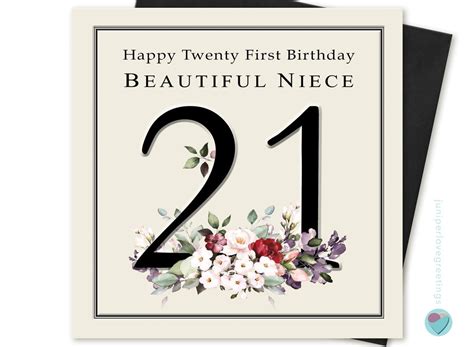 Niece 21st Birthday Card Happy Twenty First Birthday Beautiful Etsy Uk