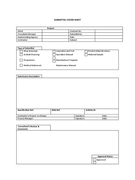 Submittal Cover Sheet Pdf